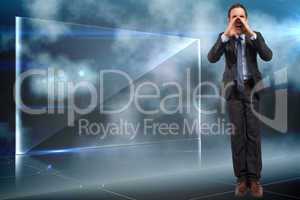 Composite image of shouting businessman