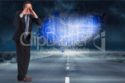 Composite image of shouting businessman