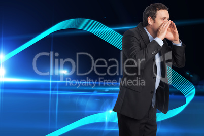 Composite image of shouting businessman