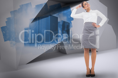 Composite image of smiling thoughtful businesswoman