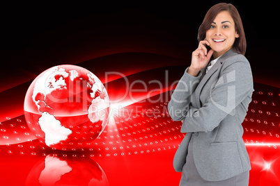 Composite image of happy businesswoman