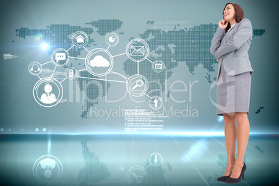 Composite image of smiling thoughtful businesswoman