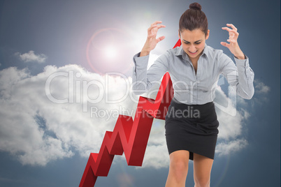 Composite image of furious businesswoman gesturing