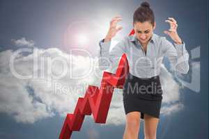 Composite image of furious businesswoman gesturing