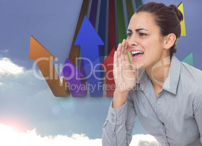 Composite image of businesswoman shouting