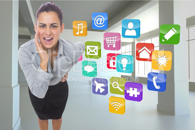 Composite image of businesswoman shouting