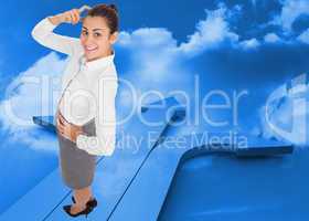 Composite image of smiling thoughtful businesswoman