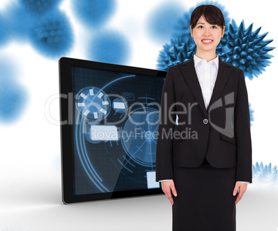 Composite image of businesswoman smiling