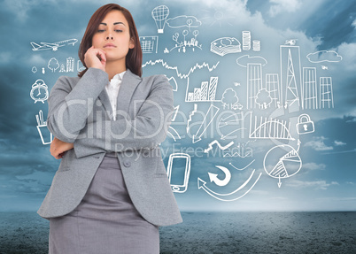 Composite image of focused businesswoman