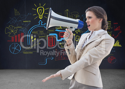 Composite image of irritated stylish brown haired businesswoman