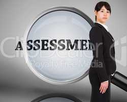 Composite image of serious businesswoman