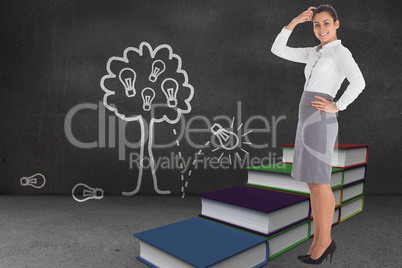 Composite image of smiling thoughtful businesswoman