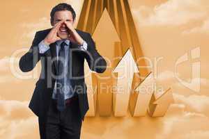 Composite image of shouting businessman