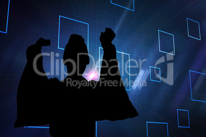 Composite image of black background with blue squares