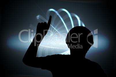 Composite image of black background with shiny sphere