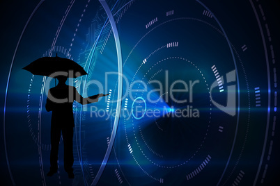 Composite image of futuristic black background with circles