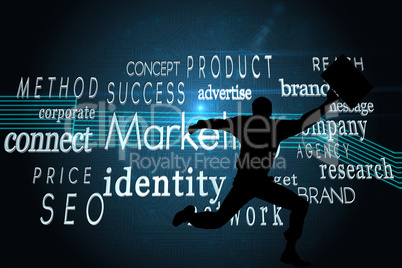 Composite image of marketing buzzwords on black background