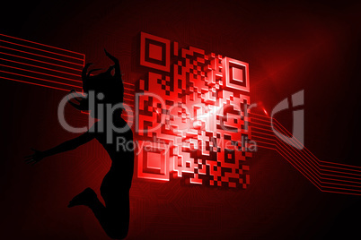 Composite image of shiny red barcode on black background