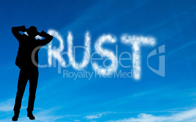 Composite image of trust written in white in sky