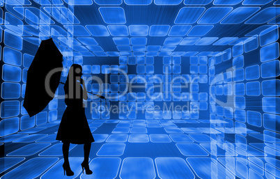 Composite image of futuristic room of squares