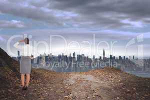 Composite image of businesswoman scratching her head