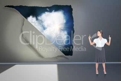 Composite image of content gorgeous businesswoman posing