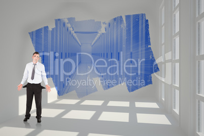 Composite image of businessman with empty pockets