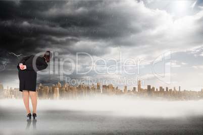 Composite image of businesswoman bending Composite image of businesswoman bending