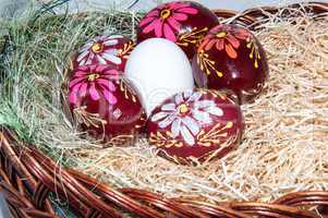 Easter egg in basket.