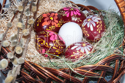 Easter egg in basket.