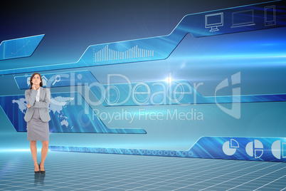 Composite image of focused businesswoman