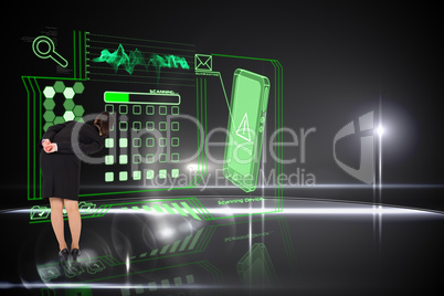 Composite image of businesswoman bending