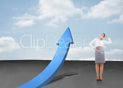 Composite image of smiling thoughtful businesswoman