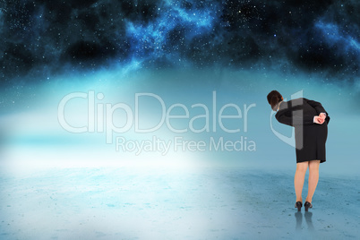 Composite image of businesswoman bending