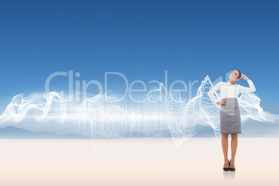 Composite image of smiling thoughtful businesswoman