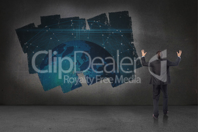 Composite image of gesturing businessman