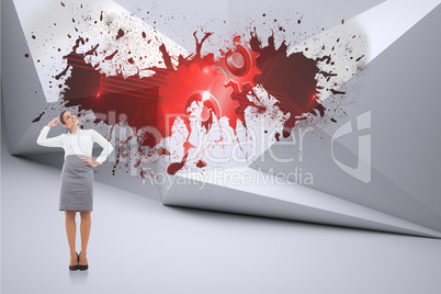 Composite image of smiling thoughtful businesswoman