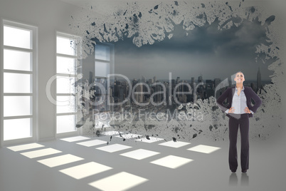 Composite image of happy businesswoman