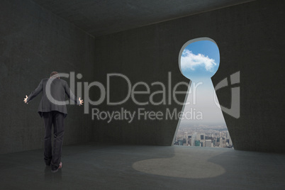 Composite image of gesturing businessman