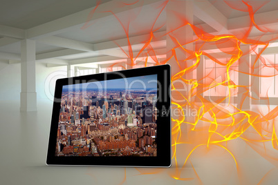 Composite image of new york on tablet screen