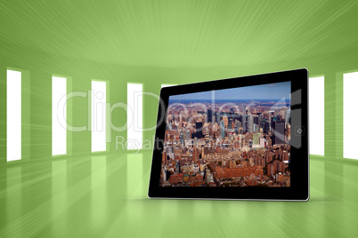 Composite image of new york on tablet screen