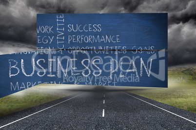 Composite image of business plan on abstract screen