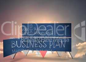 Composite image of business plan on abstract screen