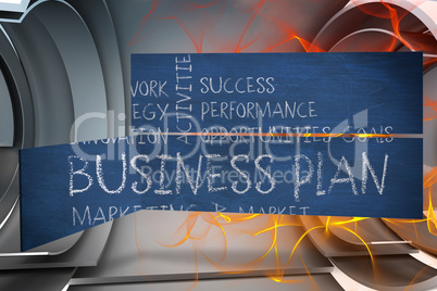 Composite image of business plan on abstract screen