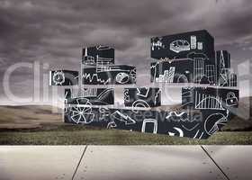 Composite image of brainstorm on abstract screen