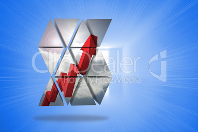 Composite image of red arrow on abstract screen