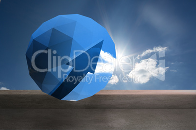 Composite image of blue arrow on abstract screen