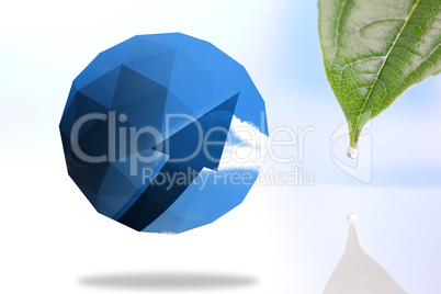 Composite image of blue arrow on abstract screen