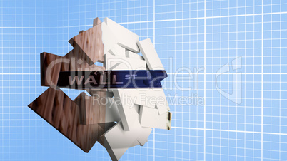 Composite image of wall street on abstract screen