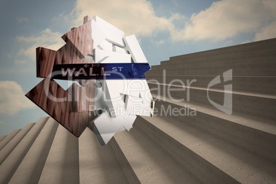 Composite image of wall street on abstract screen